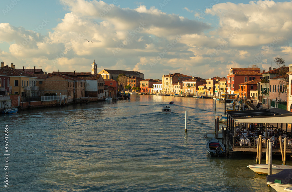 Venice canal, walking across a bridge