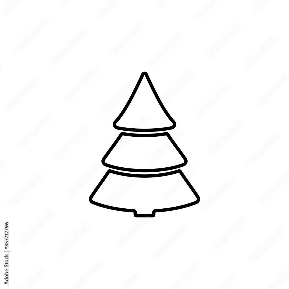Christmas tree icon. Evergreen conifer. Fir, spruce or pine symbol.