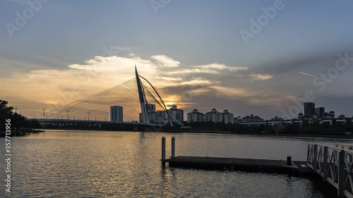 Time lapse of the Seri Wawasan Bridge located in Putrajaya Kuala Lumpur, Malaysia.
