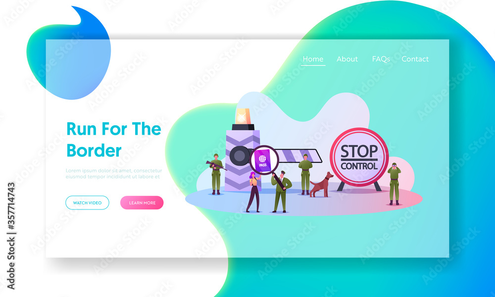 Border Guards Protect Territory Landing Page Template.Tiny Male ...