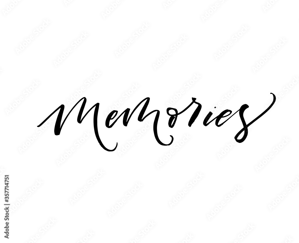 Hand drawn memories lettering. Hand drawn brush style modern calligraphy. Vector illustration of handwritten lettering. 