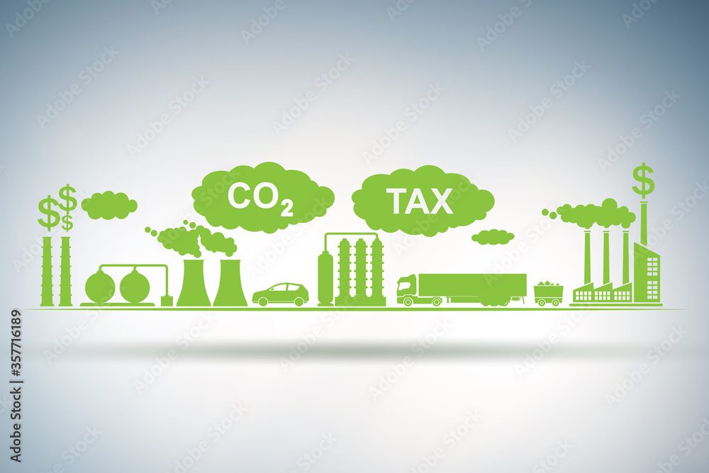 Fototapeta premium Carbon tax concept with industrial plant