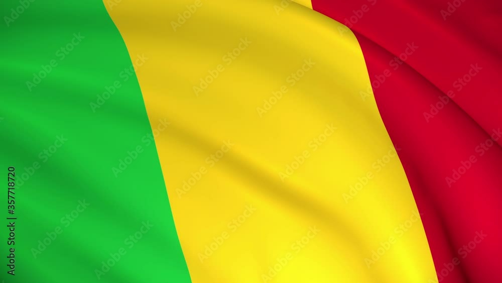 Mali National Flag - 4K seamless loop animation of the Malian flag. Highly detailed realistic 3D rendering Mali National Flag - 4K seamless loop animation of the Malian flag. Highly detailed realistic 3D rendering