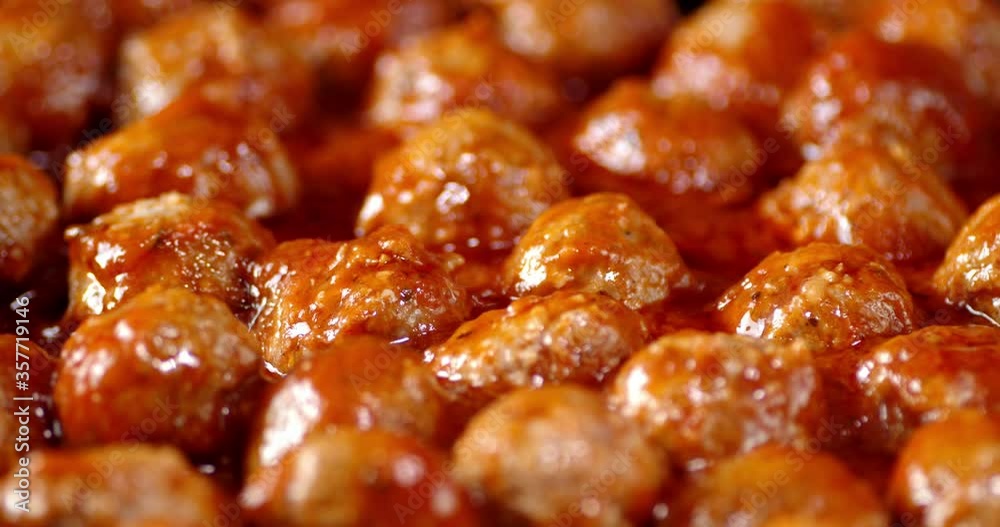 Meatballs in tomato sauce fried with air bubbles. Meatballs in tomato sauce fried with air bubbles.
