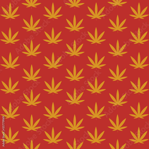 yellow marijuana shapes over orange background