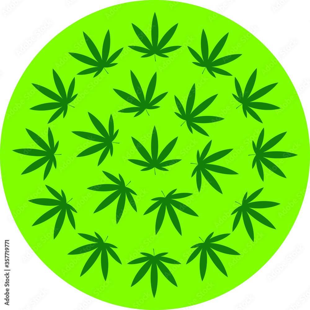 Cannabis leaf in greens Cannabis leaf in greens
