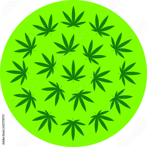 Cannabis leaf in greens