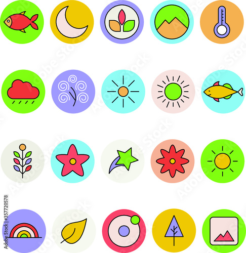 Nature Colored Vector Icons