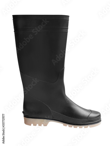 Black rubber boots isolated on white