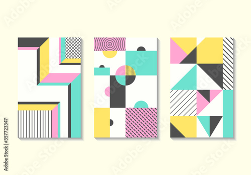 vector colorful geometric on white background collection for brochure banner and publication