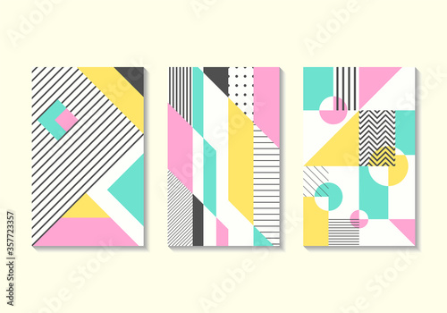 vector colorful geometric on white background collection for brochure banner and publication