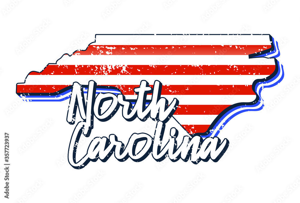 American flag in north carolina state map. Vector grunge style with ...