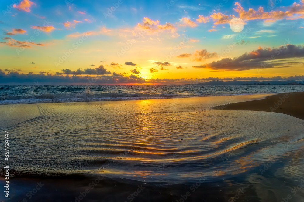 Ocean Sunset Vivid Colors