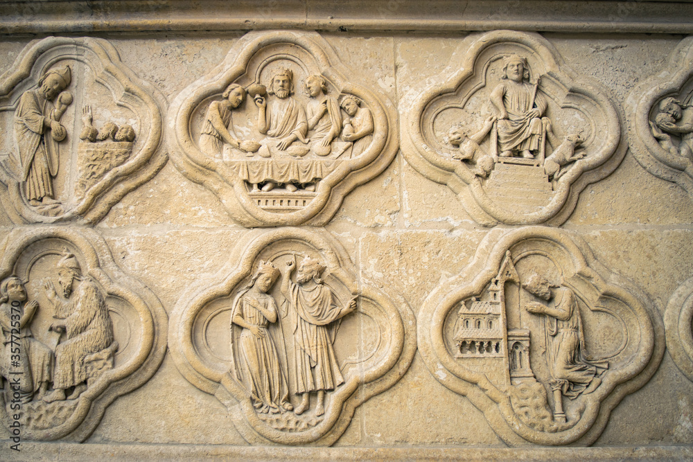 bas relief on the wall of the church