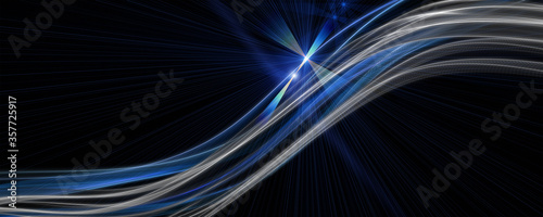 Futuristic wave panorama background design with lights
