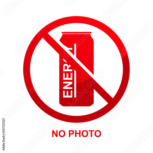 No energy drink sign isolated on white background vector illustration.