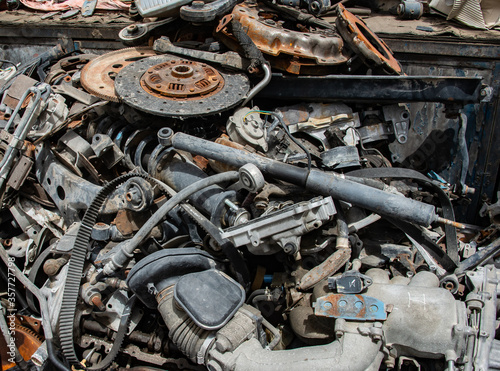Old car parts discarded for scrap