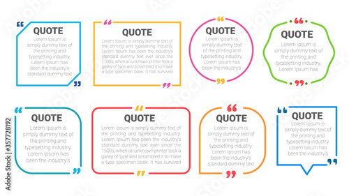 Quote box frame. Quote box and speech bubble templates set. isolate on white background.