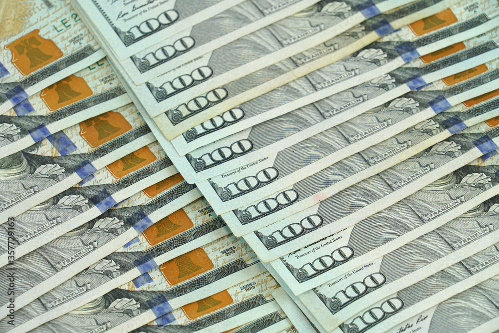 close up on USA dollar bills background
