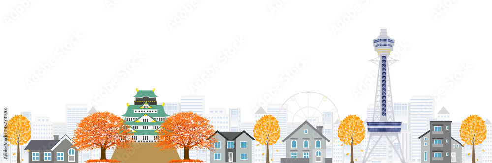 Obraz premium 紅葉 秋 大阪 背景