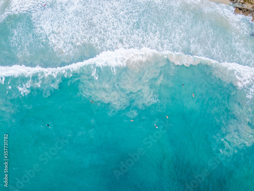 Aerial View With Surfers And Barrel Wave In Ocean © wonderisland