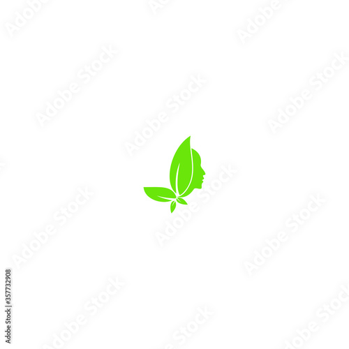green leaf isolated on white Beauty Women Icon Logo Template vector icon  © sarifudin878
