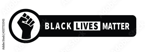 Black Lives Matter Fist Tag. BLM Protest Movement Revolution Fist Symbol. Black Illustration Isolated on a White Background. EPS Vector