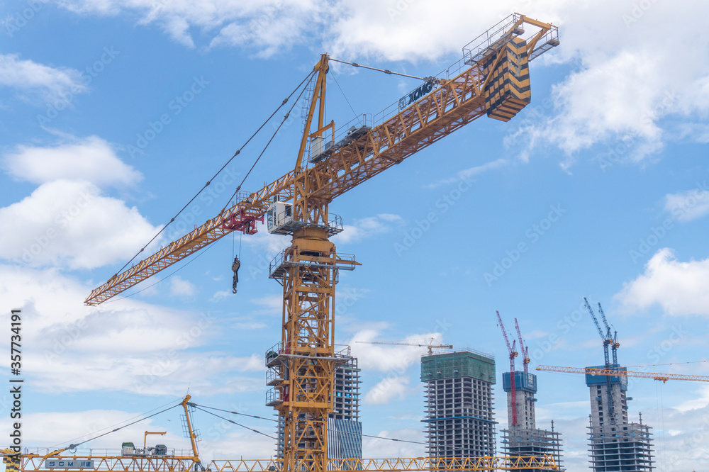 construction site with crane and sky