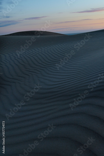 Ripples on sand dunes at dusk