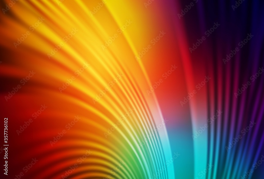Dark Multicolor vector background with curved lines.