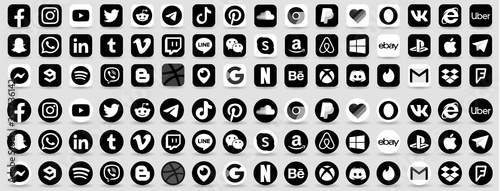 Facebook Twitter Instagram Youtube Reddit Telegram Snapchat Pinterest Tiktok Uber Gmail Internet Explorer Playstation Xbox Messenger Logo Set Social Media Logo Vector Set Stock Vector Adobe Stock