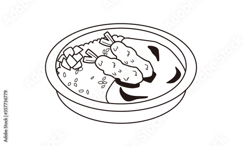 日本の持ち帰りのエビフライカレー弁当