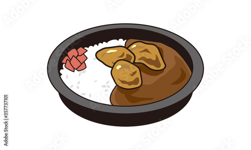 日本の持ち帰りのから揚げカレー弁当