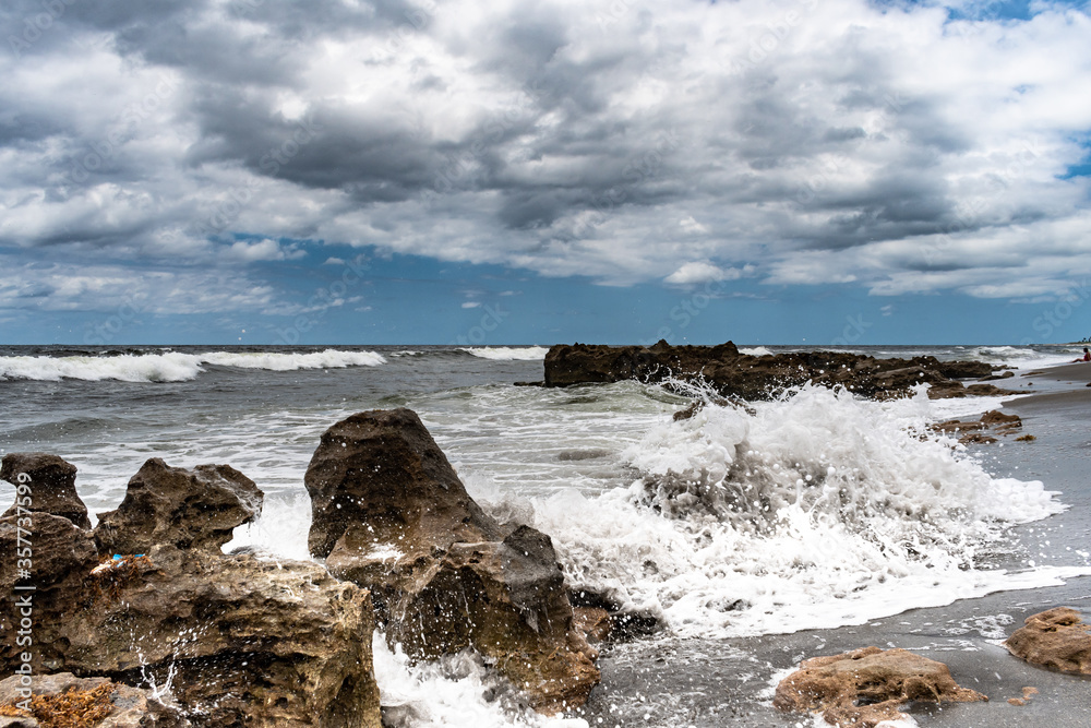 stormy sea and rocks