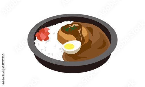日本の持ち帰りのハンバーグカレー弁当