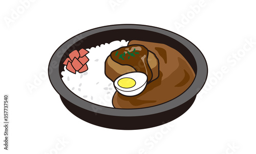 日本の持ち帰りのハンバーグカレー弁当