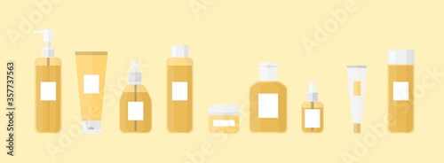 yellow set of skincare products