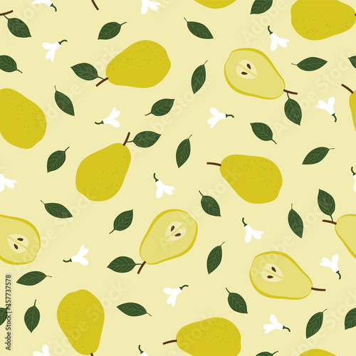 Pear. Colored Seamless Vector Patterns