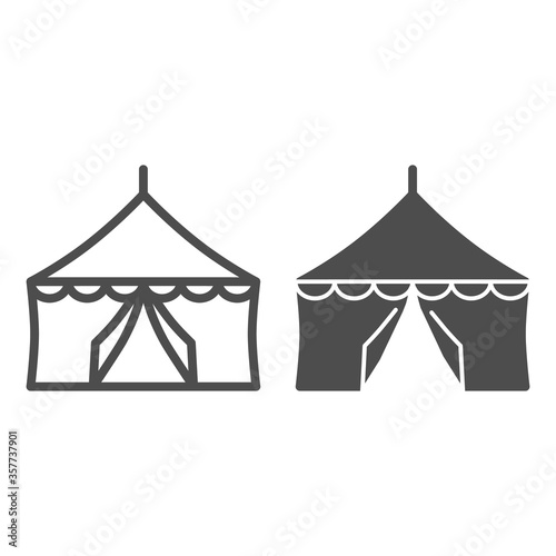 Tent line and solid icon, festival concept, Circus tent sign on white background, festival pavilion icon in outline style for mobile concept and web design. Vector graphics.