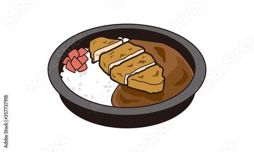 日本の持ち帰りのカツカレー弁当