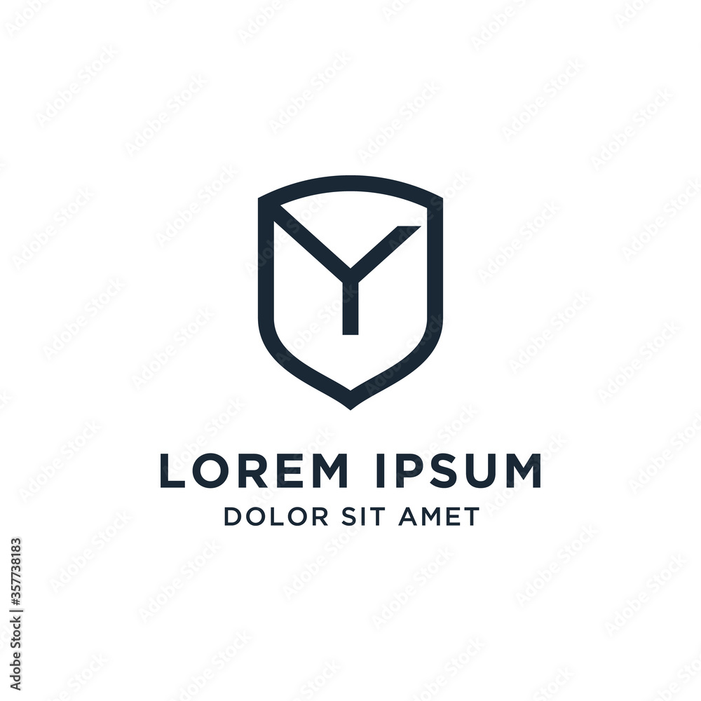 Fototapeta premium Letter Y Shield Logo Line Vector Design