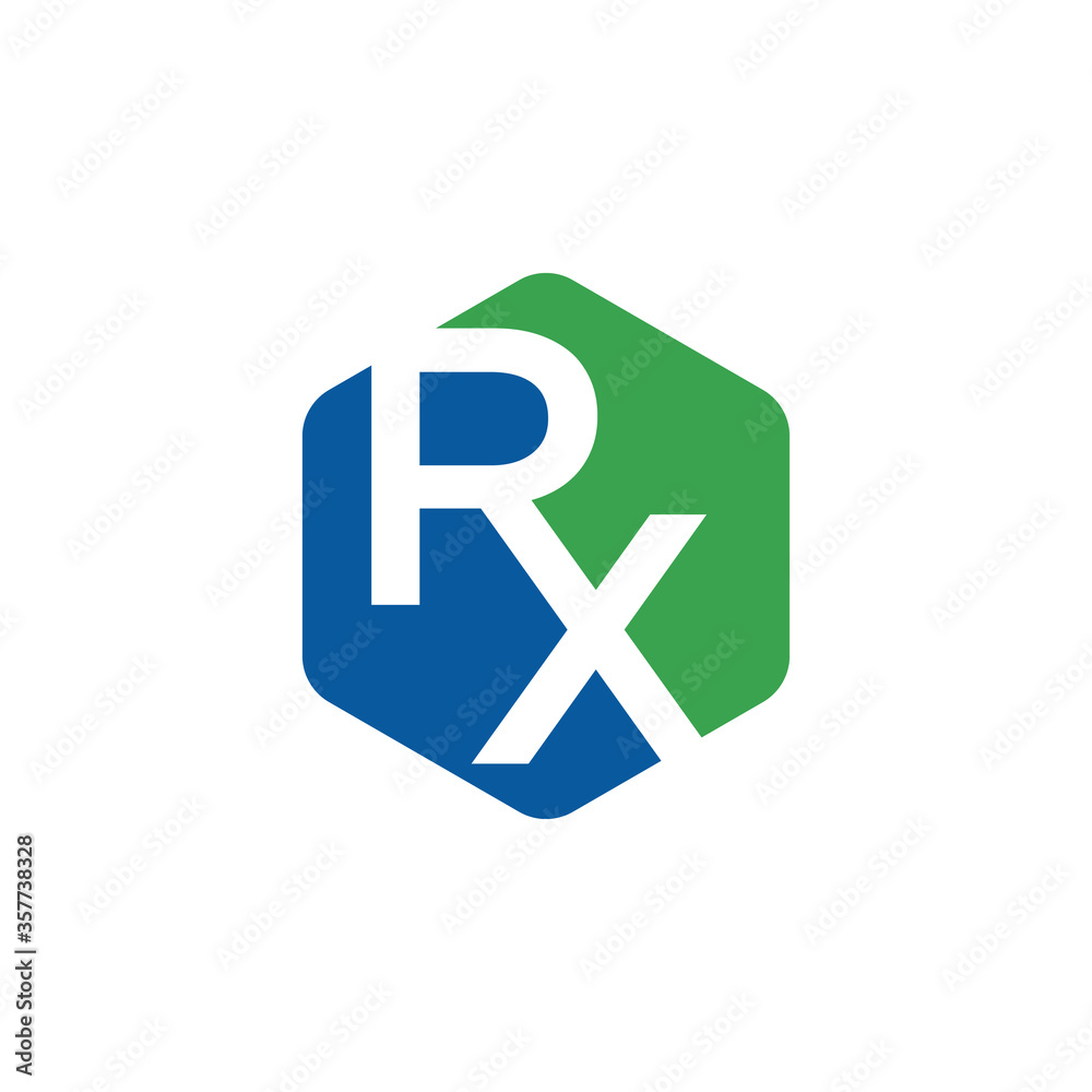Obraz premium RX Symbol in hexagon shape.
