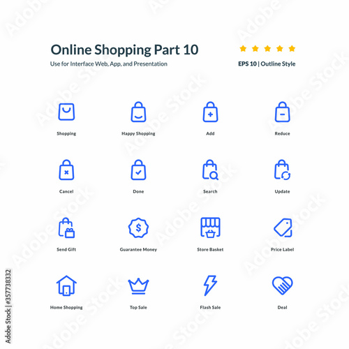 
Shopping deal sale category icon set app element interface part 10 vector graphic design illustration for mobile web presentation