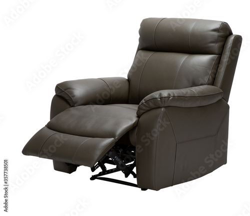 dark brown leather chair recliner side view opening