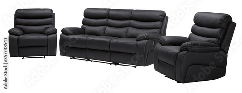 black leather lounge 3pc photo