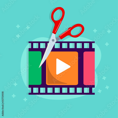 film strip with scissor for movie edit concept symbol vector illustration 