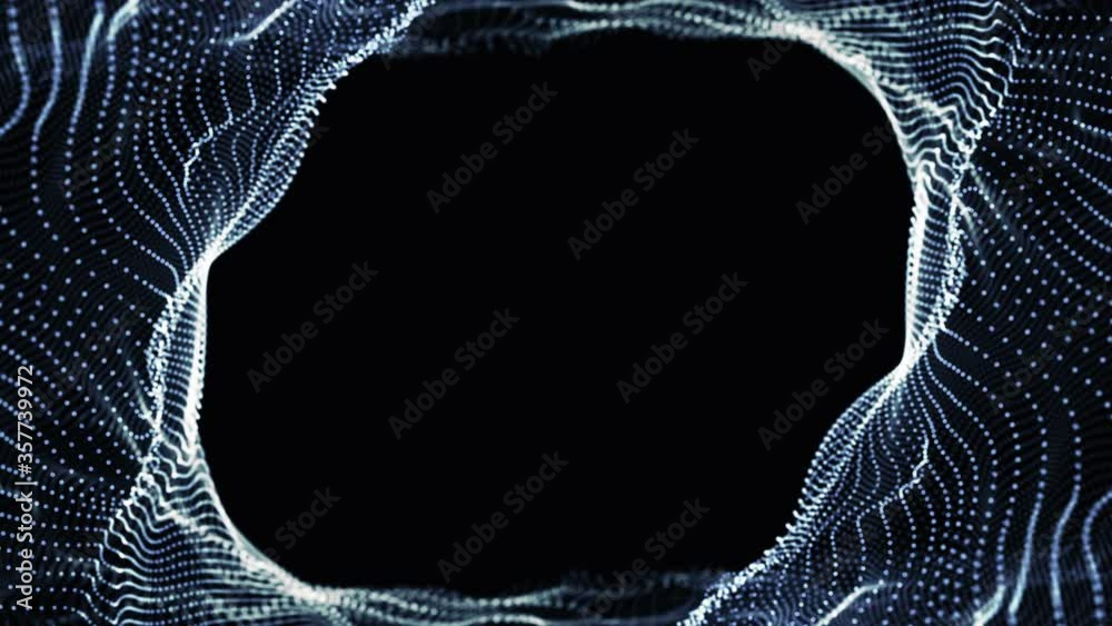 Digital wave background abstract title blue blurred tunnel animation of particle seamless.
