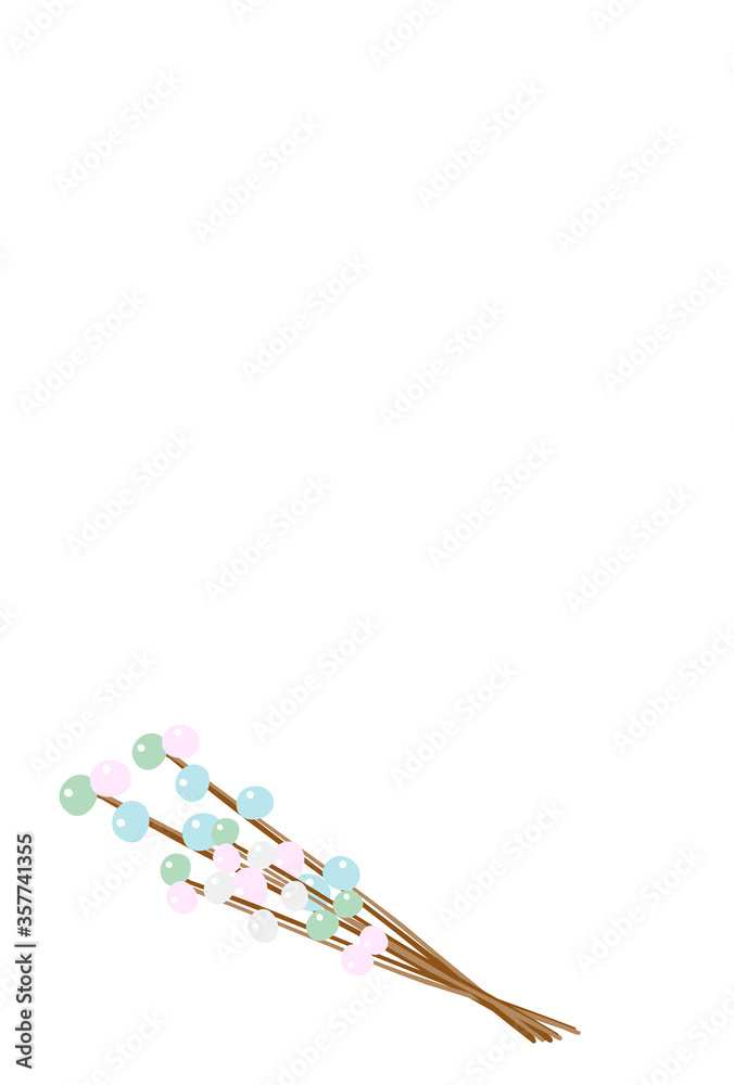 Fototapeta premium 年賀状素材:餅花のベクターイラスト