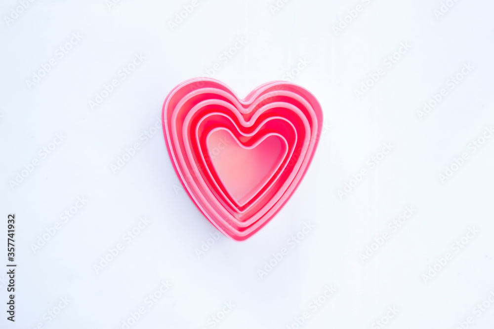 pink heart are formed from several layers of mold