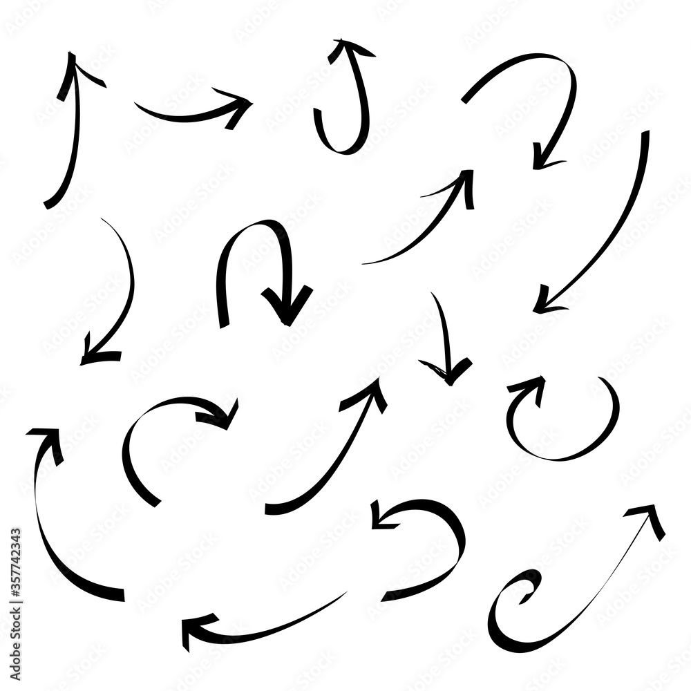 hand drawn Arrows icons Set. arrow icon with various directions. Doodle vector illustration. isolated on a white background hand drawn Arrows icons Set. arrow icon with various directions. Doodle vector illustration. isolated on a white background